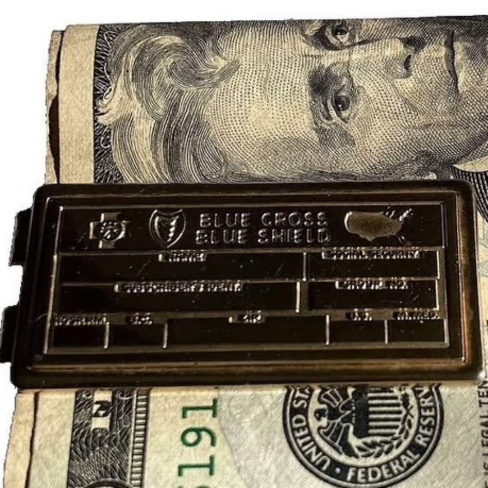 Anson Money Clip, Gold Tone. BLUE CROSS BLUE SHIELD. Vintage Rare